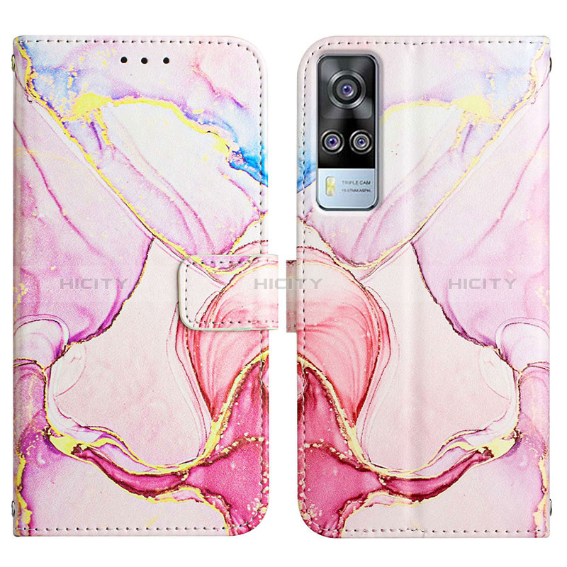 Funda de Cuero Cartera con Soporte Patron de Moda Carcasa Y04B para Vivo Y53s 4G Rosa