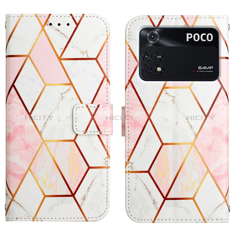 Funda de Cuero Cartera con Soporte Patron de Moda Carcasa Y04B para Xiaomi Poco M4 Pro 4G Blanco