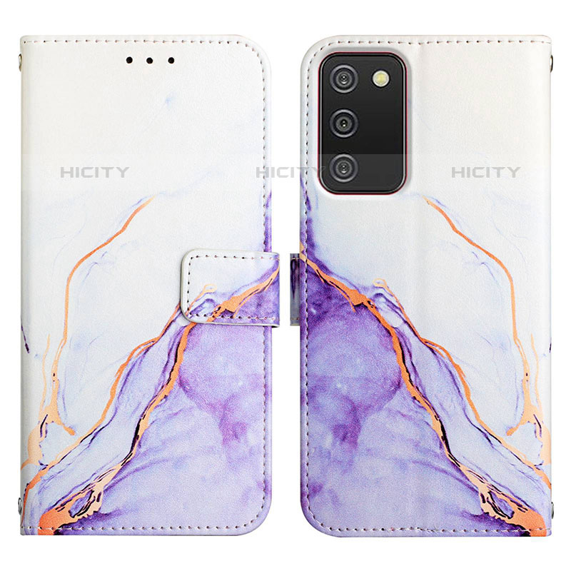 Funda de Cuero Cartera con Soporte Patron de Moda Carcasa Y05B para Samsung Galaxy M02s Purpura Claro