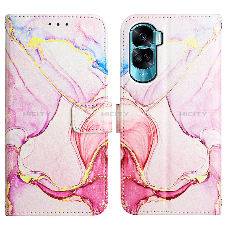 Funda de Cuero Cartera con Soporte Patron de Moda Carcasa YB4 para Huawei Honor 90 Lite 5G Rosa