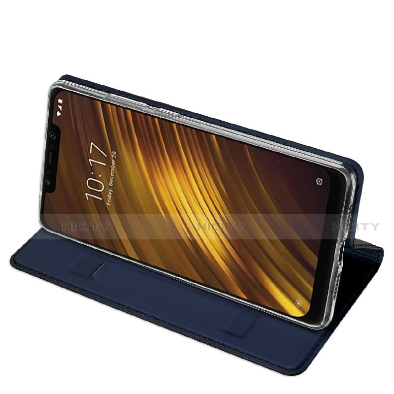 Funda de Cuero Cartera con Soporte S01 para Xiaomi Pocophone F1 Azul