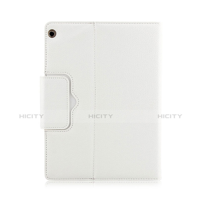 Funda de Cuero Cartera con Teclado L01 para Huawei MediaPad M3 Lite 10.1 BAH-W09 Blanco