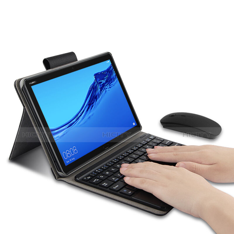 Funda de Cuero Cartera con Teclado para Huawei MediaPad M5 Lite 10.1 Negro