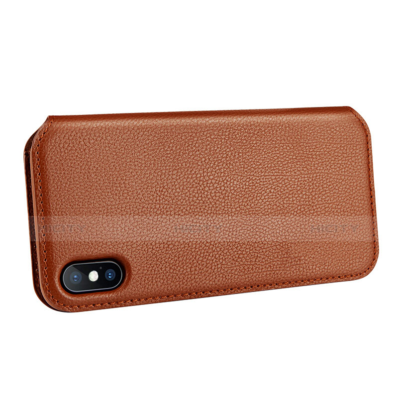 Funda de Cuero Cartera para Apple iPhone Xs Marron