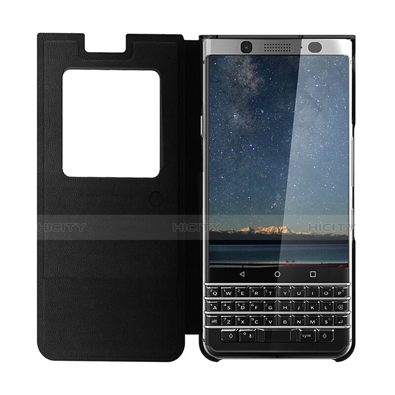 Funda de Cuero Cartera para Blackberry KEYone Negro