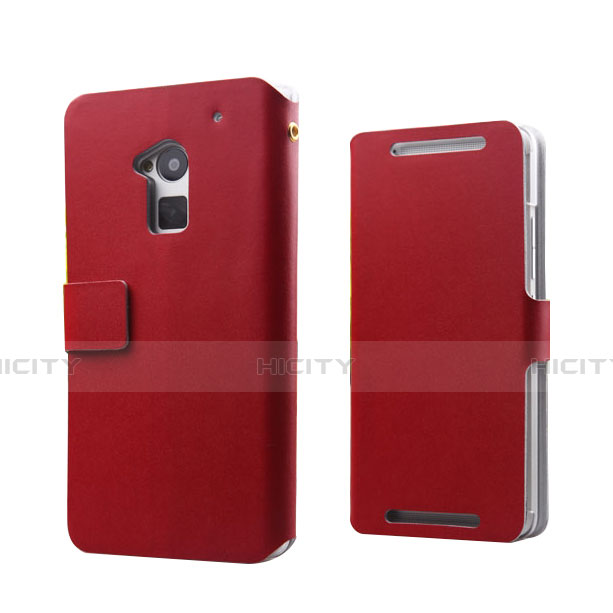 Funda de Cuero Cartera para HTC One Max Rojo