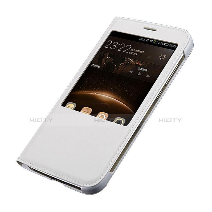 Funda de Cuero Cartera para Huawei G8 Blanco