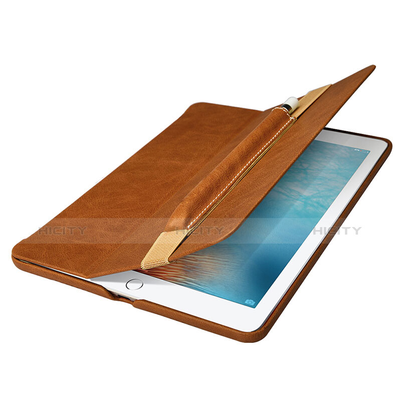 Funda de Cuero Elastico del Pluma Desmontable P01 para Apple Pencil Apple New iPad 9.7 (2018) Marron