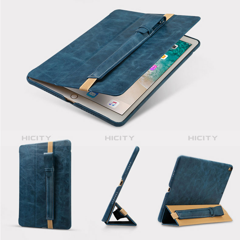 Funda de Cuero Elastico del Pluma Desmontable P02 para Apple Pencil Apple New iPad 9.7 (2018) Azul