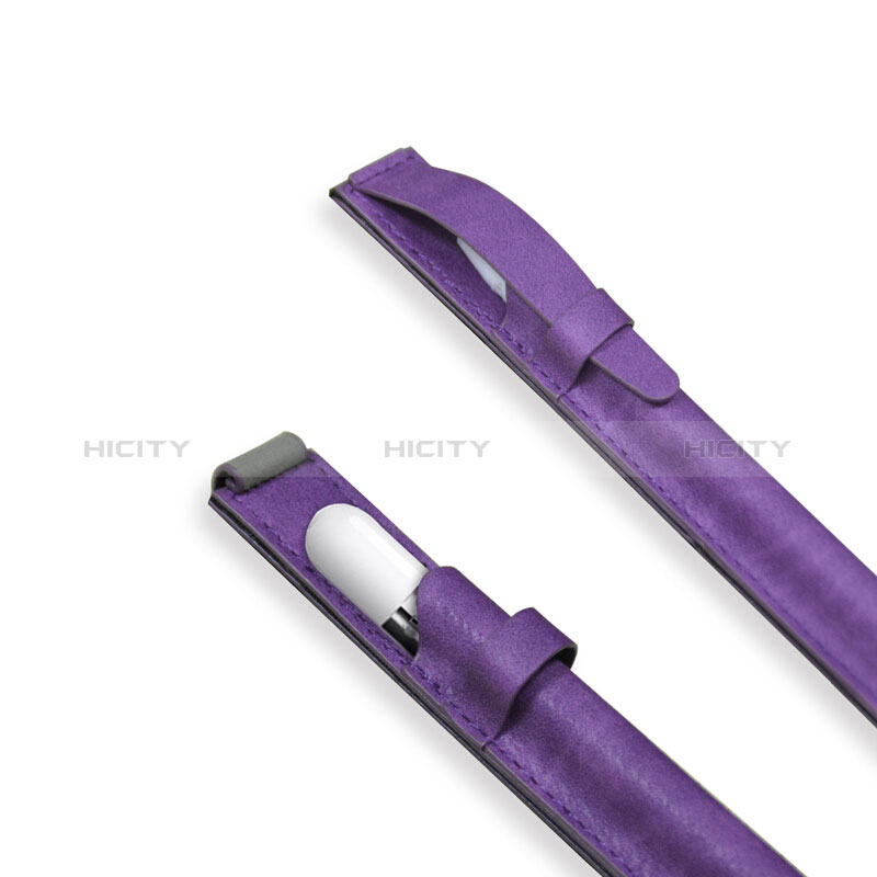 Funda de Cuero Elastico del Pluma Desmontable P03 para Apple Pencil Apple iPad Pro 12.9 Morado