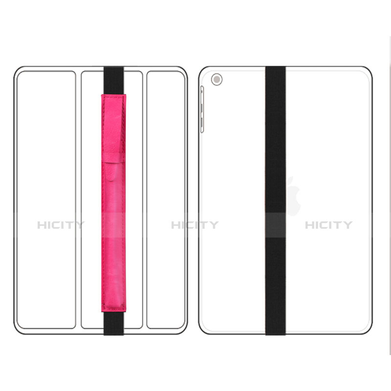 Funda de Cuero Elastico del Pluma Desmontable P03 para Apple Pencil Apple New iPad 9.7 (2018) Rosa Roja