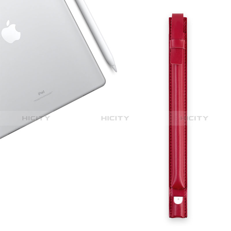 Funda de Cuero Elastico del Pluma Desmontable P04 para Apple Pencil Apple iPad Pro 10.5 Rojo