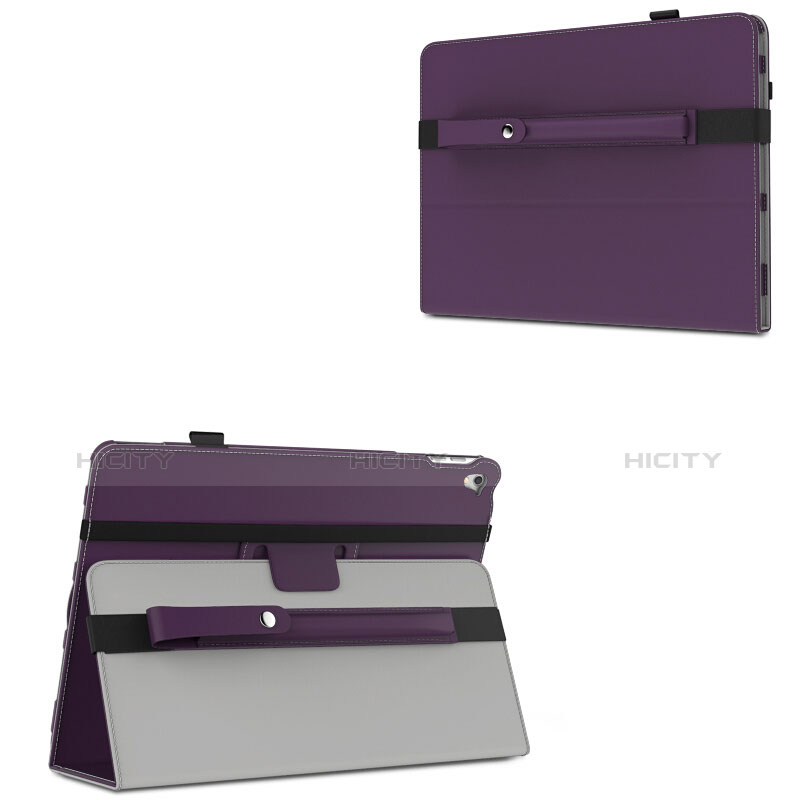 Funda de Cuero Elastico del Pluma Desmontable para Apple Pencil Apple iPad Pro 9.7 Morado