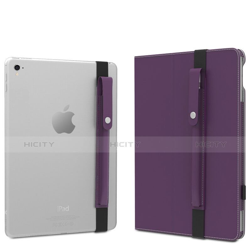 Funda de Cuero Elastico del Pluma Desmontable para Apple Pencil Apple New iPad 9.7 (2017) Morado