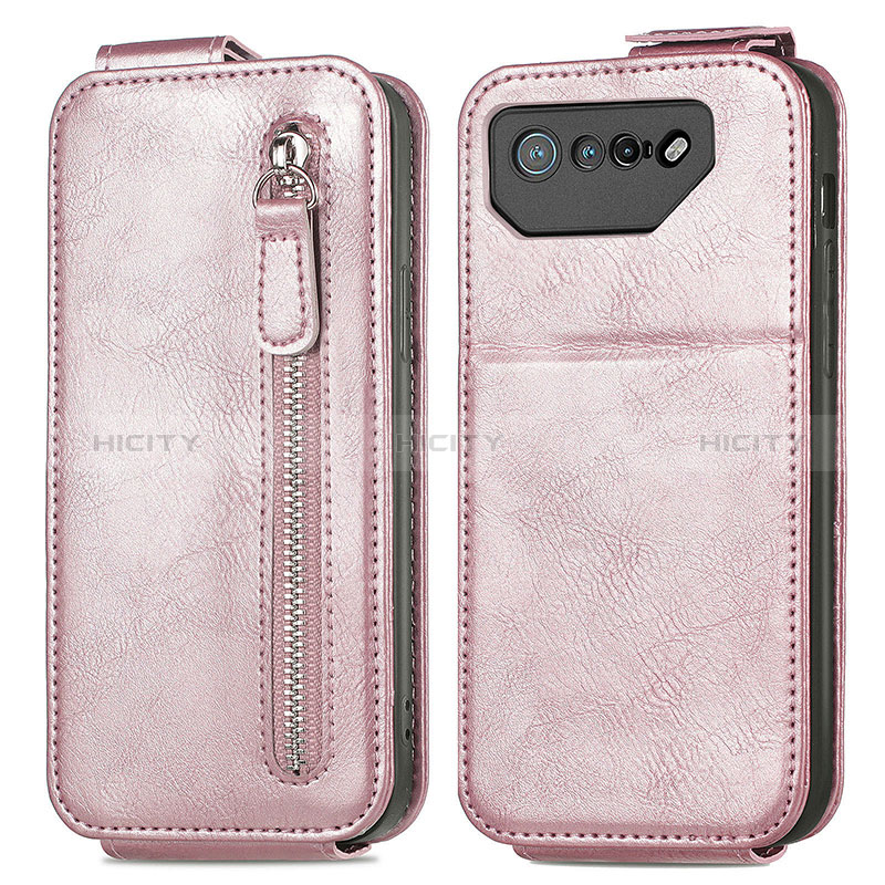 Funda de Cuero Flip para Asus ROG Phone 7 Oro Rosa