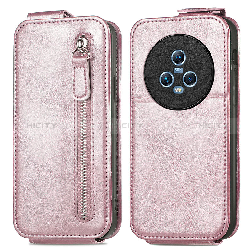 Funda de Cuero Flip para Huawei Honor Magic5 5G Oro Rosa