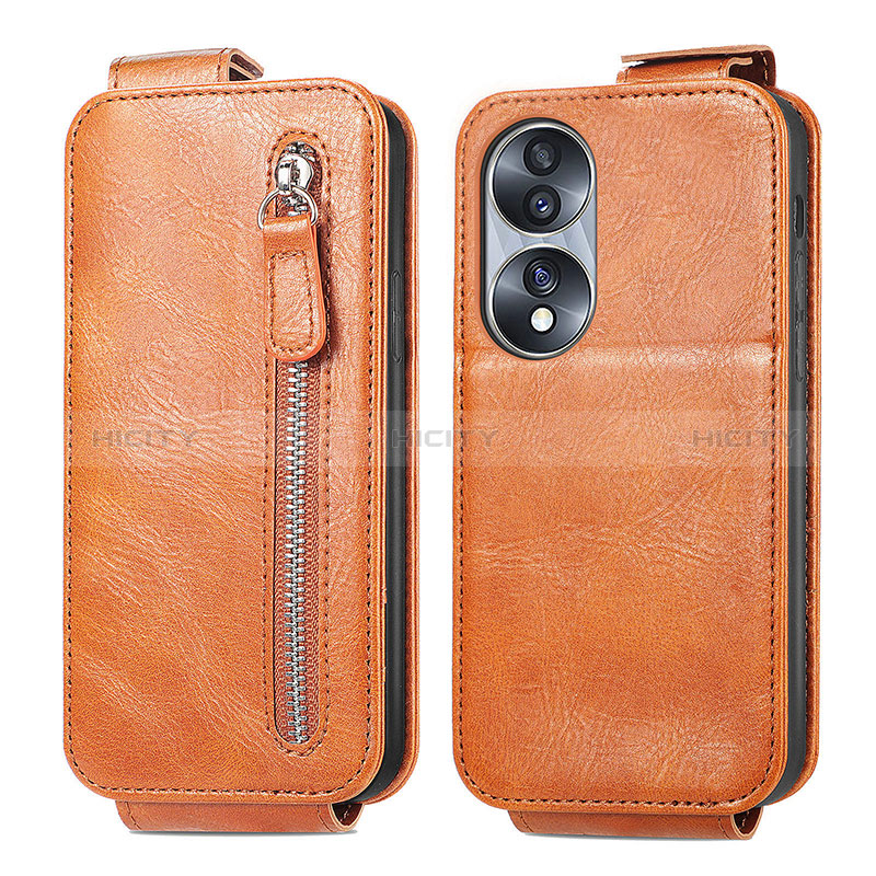 Funda de Cuero Flip para Huawei Honor X7b Marron