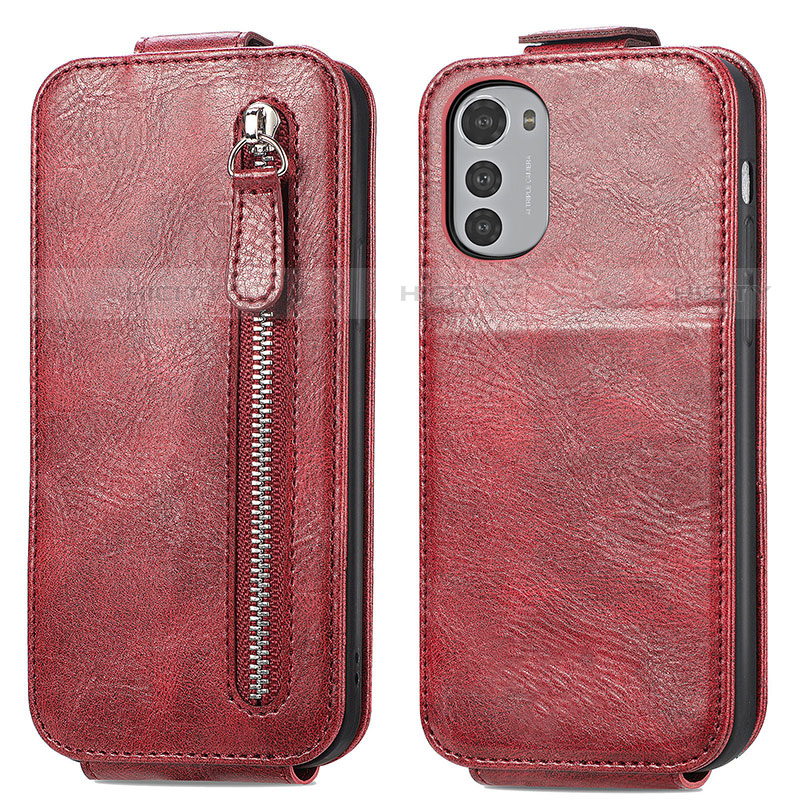 Funda de Cuero Flip para Motorola Moto E32 Rojo