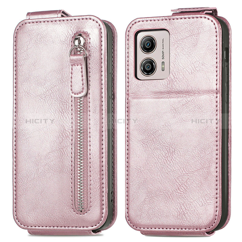 Funda de Cuero Flip para Motorola Moto G53 5G Oro Rosa