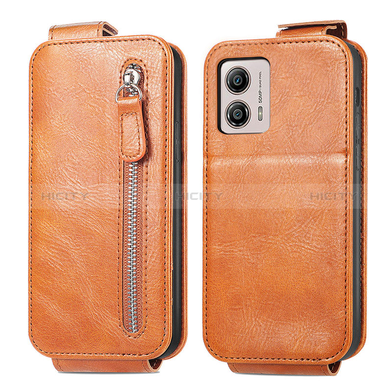 Funda de Cuero Flip para Motorola Moto G53j 5G Marron