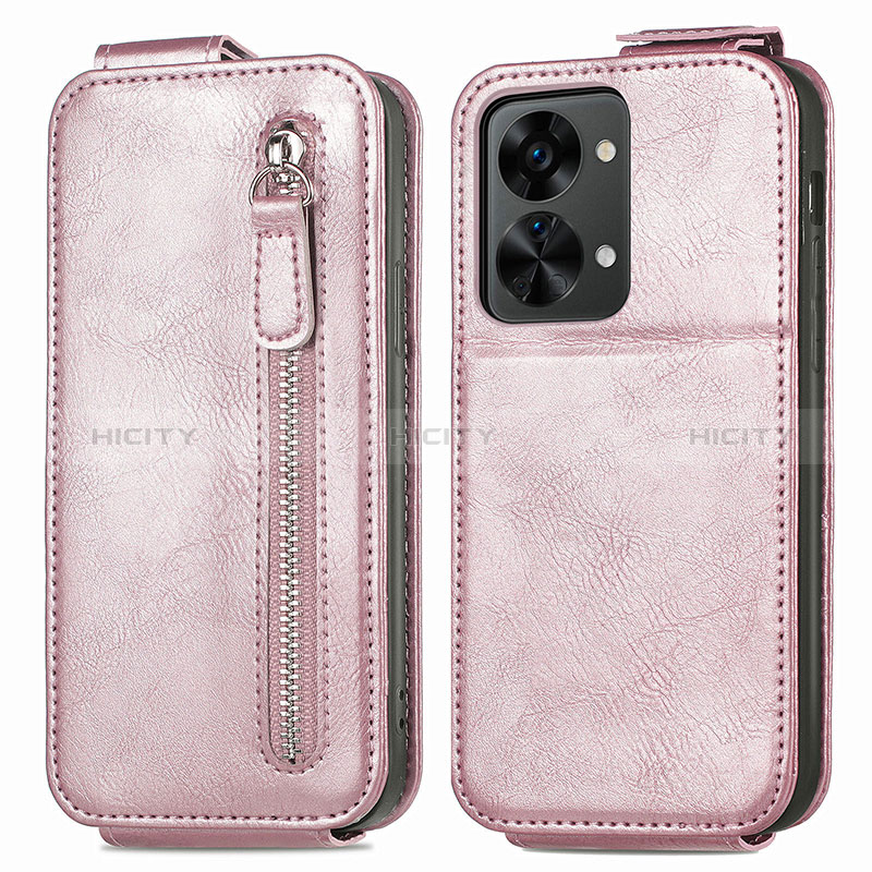 Funda de Cuero Flip para OnePlus Nord 2T 5G Oro Rosa