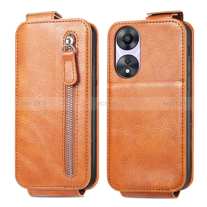 Funda de Cuero Flip para Oppo A58 5G Marron