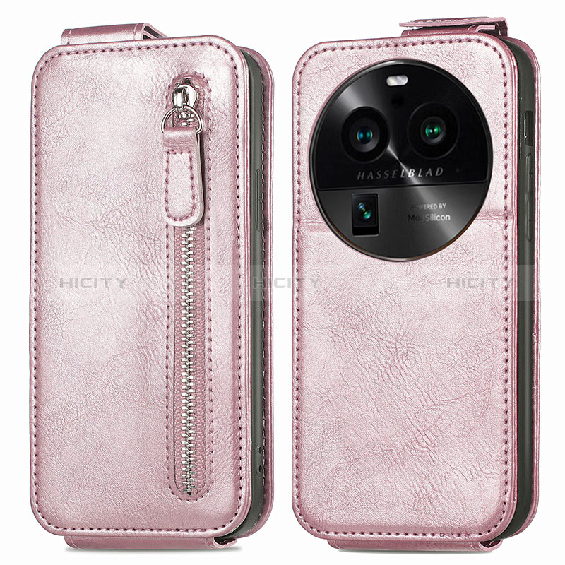 Funda de Cuero Flip para Oppo Find X6 Pro 5G Oro Rosa