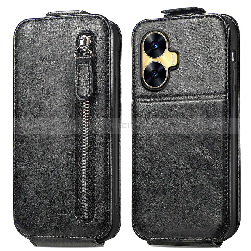 Funda de Cuero Flip para Realme C55 Negro