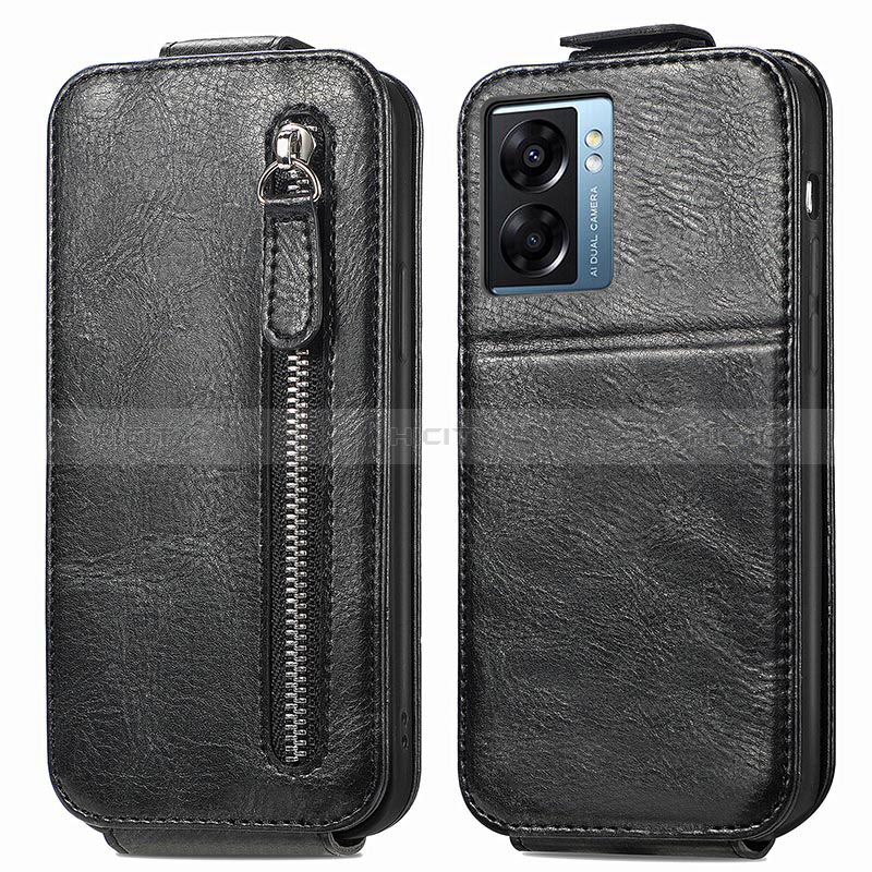 Funda de Cuero Flip para Realme Narzo 50 5G Negro