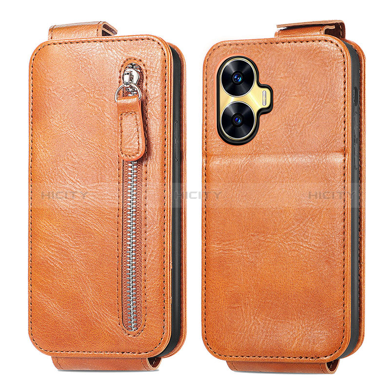 Funda de Cuero Flip para Realme Narzo N55 Marron