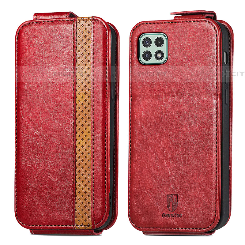 Funda de Cuero Flip para Samsung Galaxy F42 5G Rojo