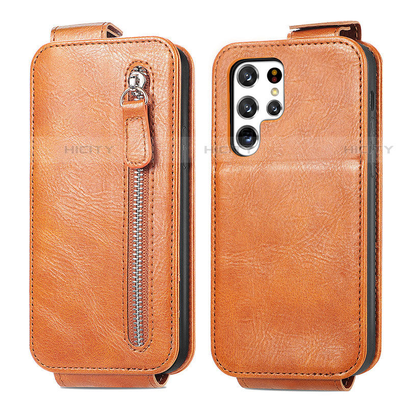 Funda de Cuero Flip para Samsung Galaxy S23 Ultra 5G Marron