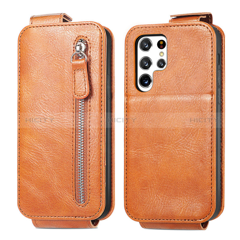 Funda de Cuero Flip para Samsung Galaxy S24 Ultra 5G Marron