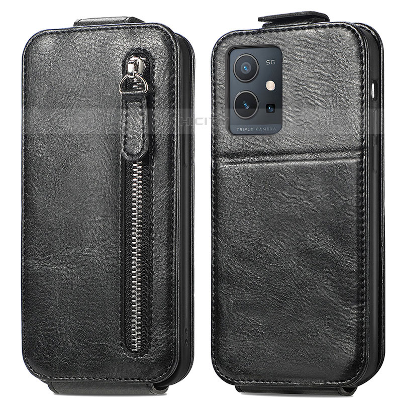 Funda de Cuero Flip para Vivo T1 5G India Negro