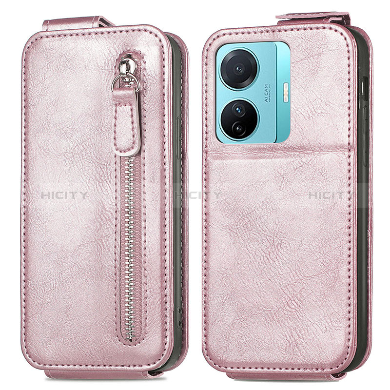 Funda de Cuero Flip para Vivo T1 5G Oro Rosa