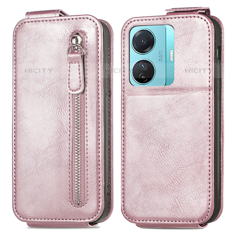 Funda de Cuero Flip para Vivo T1 Pro 5G Oro Rosa