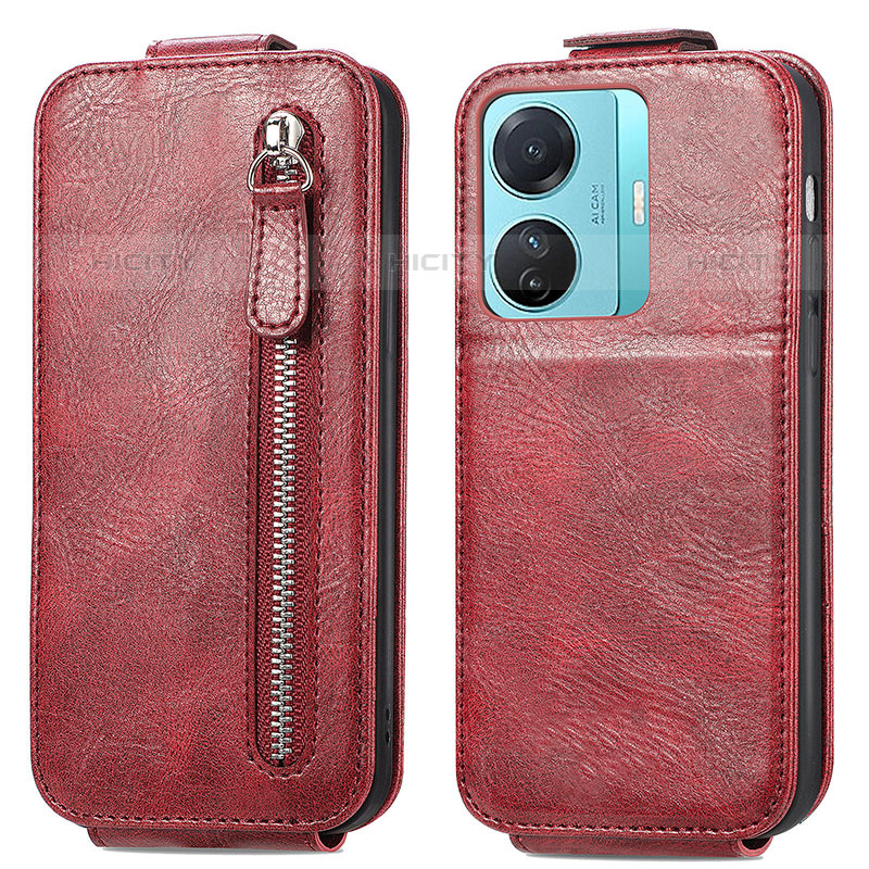 Funda de Cuero Flip para Vivo T1 Pro 5G Rojo