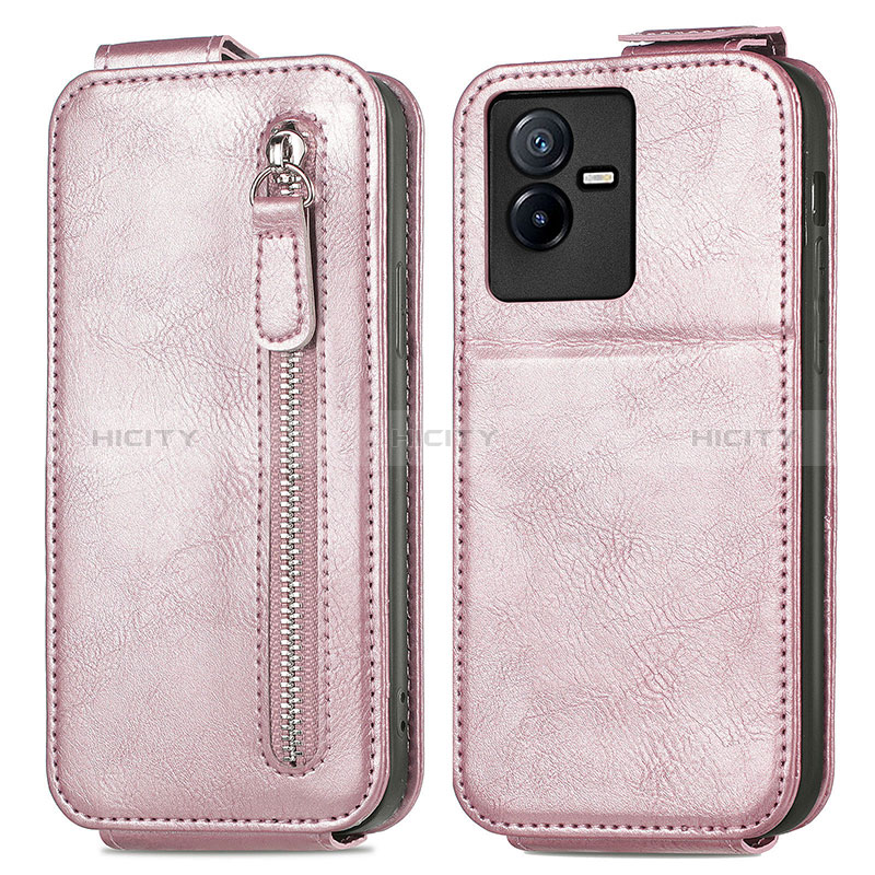 Funda de Cuero Flip para Vivo T2x 5G Oro Rosa