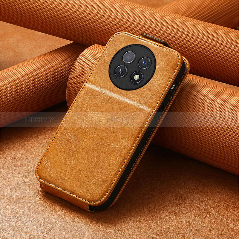 Funda de Cuero Flip S01D para Huawei Nova Y91 Marron