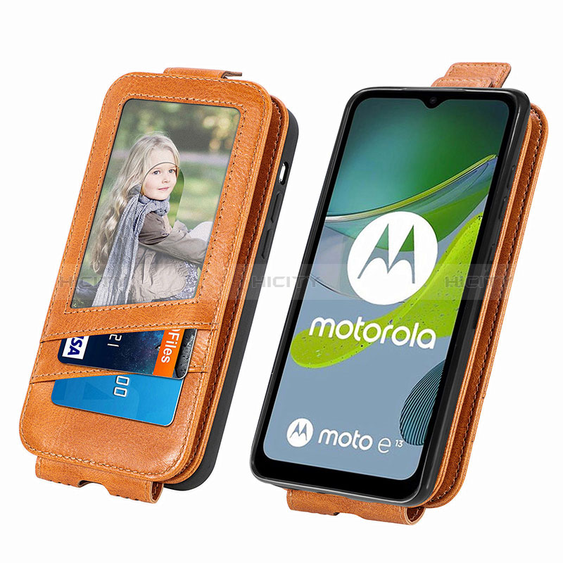 Funda de Cuero Flip S01D para Motorola Moto E13