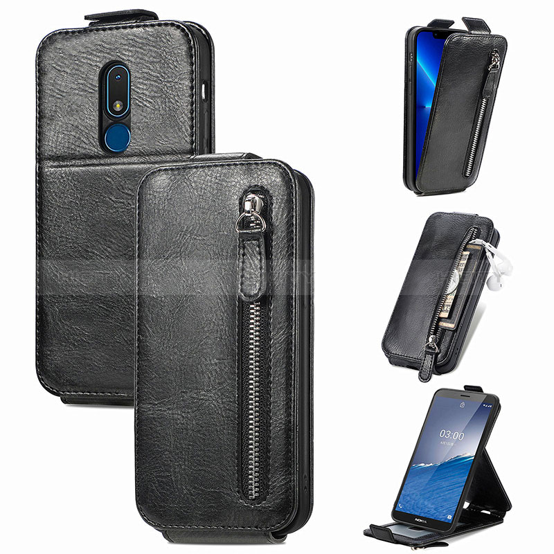 Funda de Cuero Flip S01D para Nokia C3