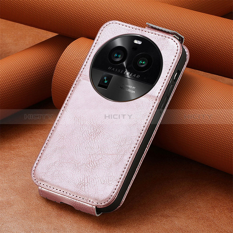 Funda de Cuero Flip S01D para Oppo Find X6 Pro 5G Oro Rosa