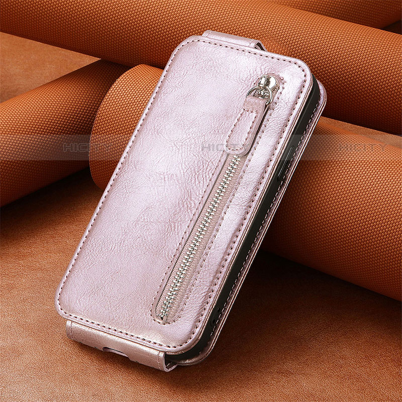 Funda de Cuero Flip S01D para Samsung Galaxy S21 Ultra 5G Oro Rosa