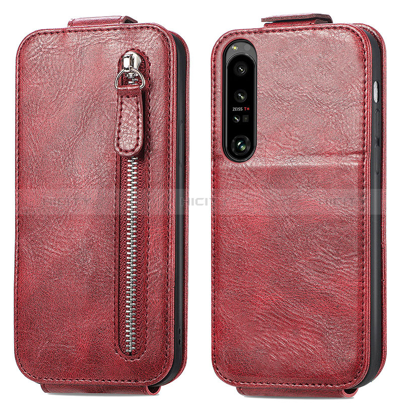 Funda de Cuero Flip S01D para Sony Xperia 1 IV Rojo