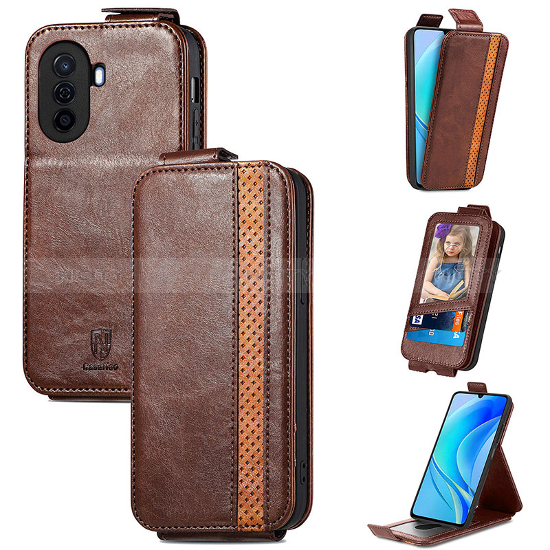 Funda de Cuero Flip S02D para Huawei Nova Y70