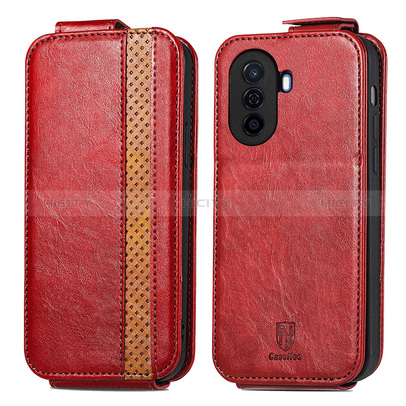 Funda de Cuero Flip S02D para Huawei Nova Y70 Rojo