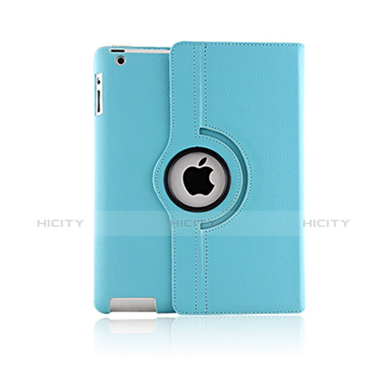 Funda de Cuero Giratoria con Soporte para Apple iPad 2 Azul Cielo