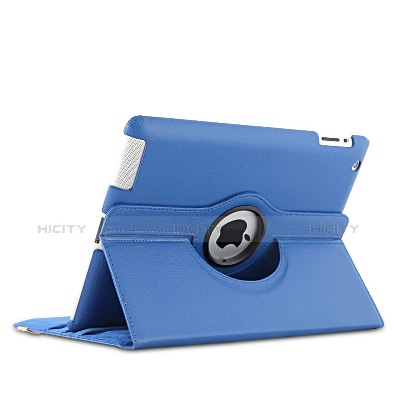 Funda de Cuero Giratoria con Soporte para Apple iPad 4 Azul