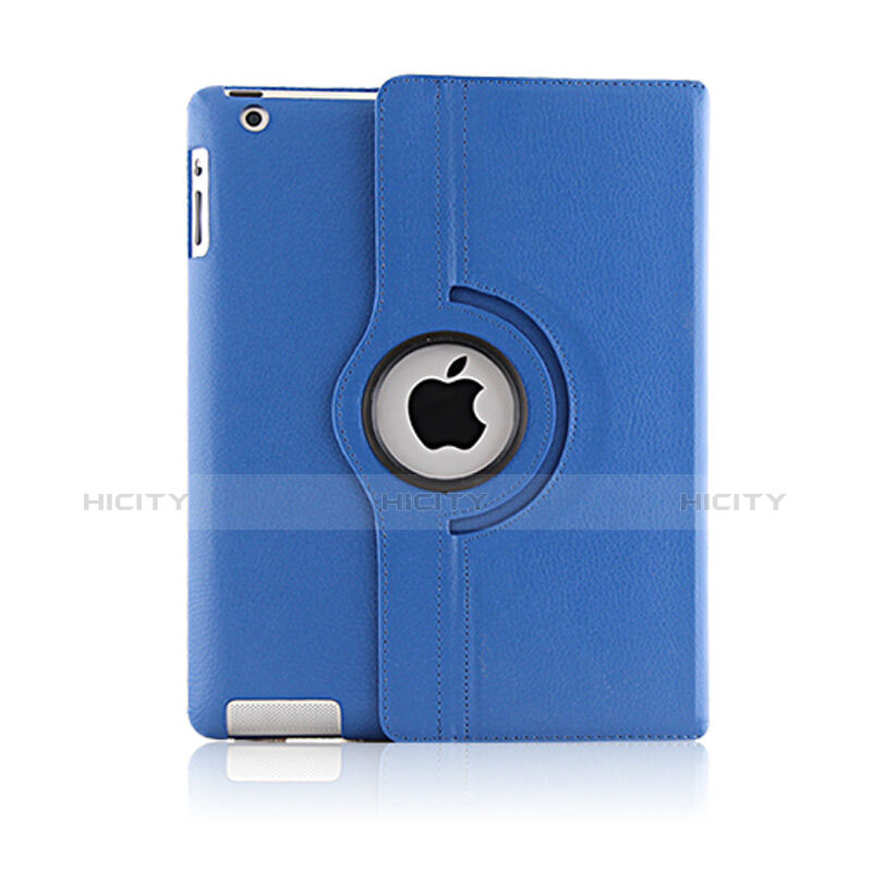 Funda de Cuero Giratoria con Soporte para Apple iPad 4 Azul