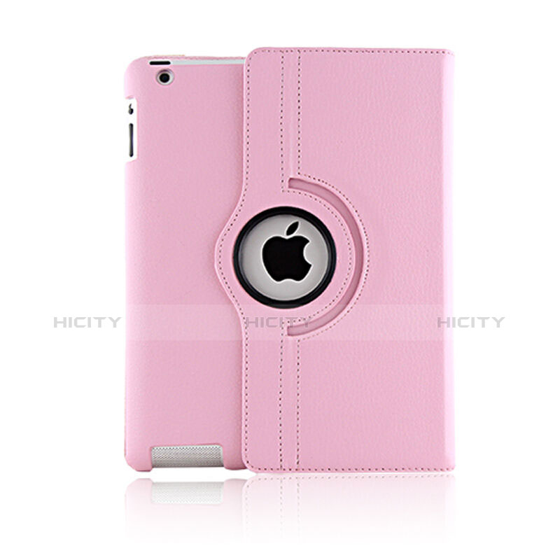 Funda de Cuero Giratoria con Soporte para Apple iPad 4 Rosa